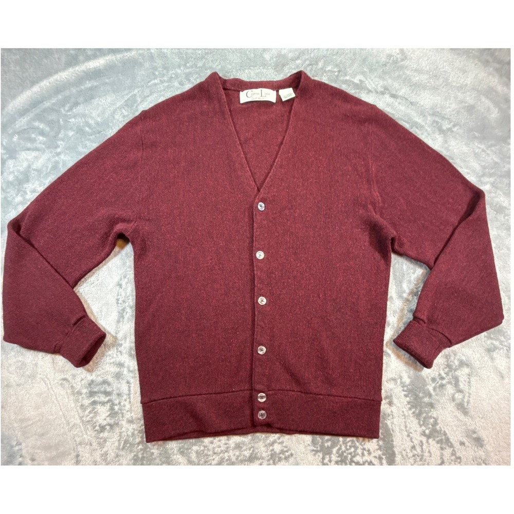 Cypress Links Golf Wear Mens XL Dark Burgundy V-Neck Button Up Cardigan Sweater